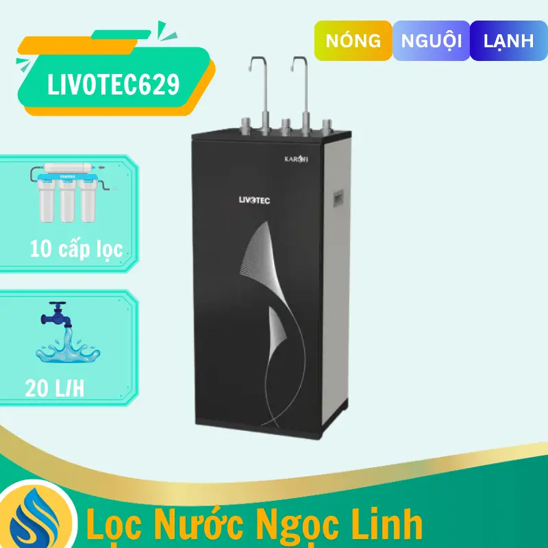 Máy lọc nước nóng lạnh Karofi Livotec 629 - 10 Lõi - Lạnh Block