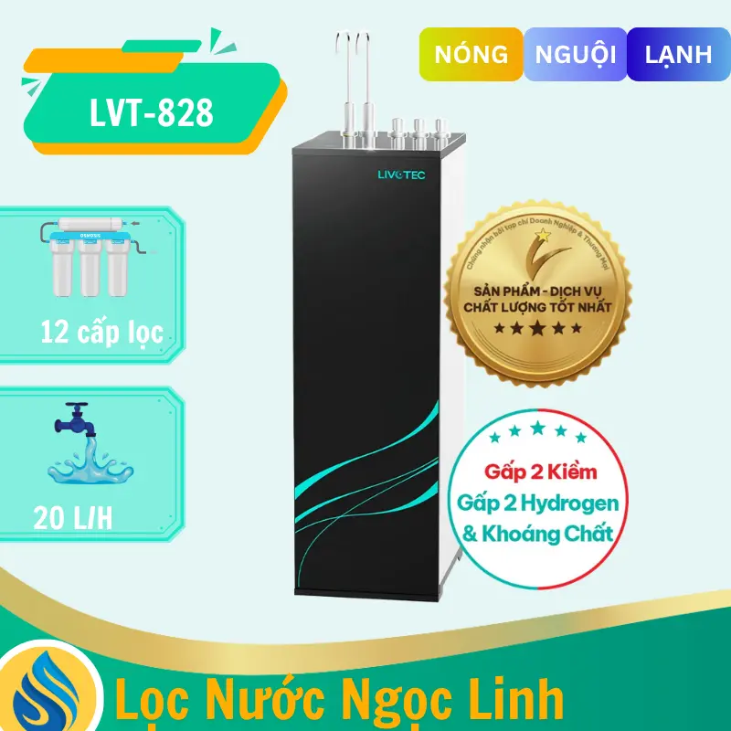 Máy lọc nước nóng lạnh Livotec 828 - 12 Lõi Lọc, Mẫu Mới 2026