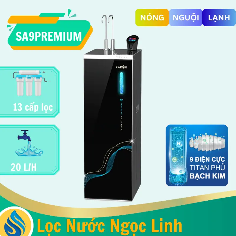 Máy lọc nước nóng lạnh Hydro-ion Kiềm Karofi SA9 PREMIUM