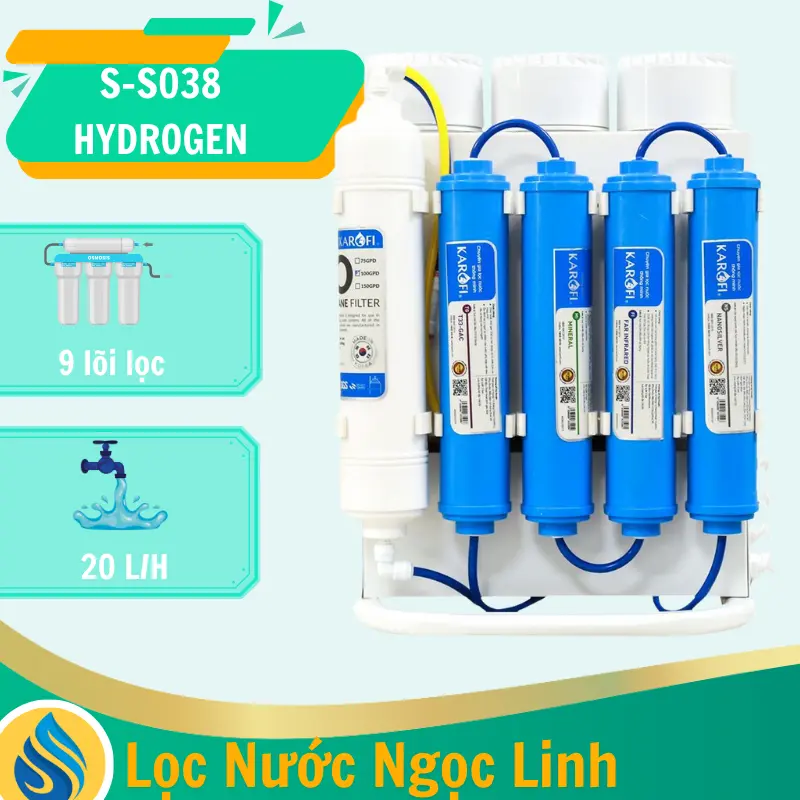 Máy lọc nước Karofi S-s038 + Hydrogen 9 lõi lọc