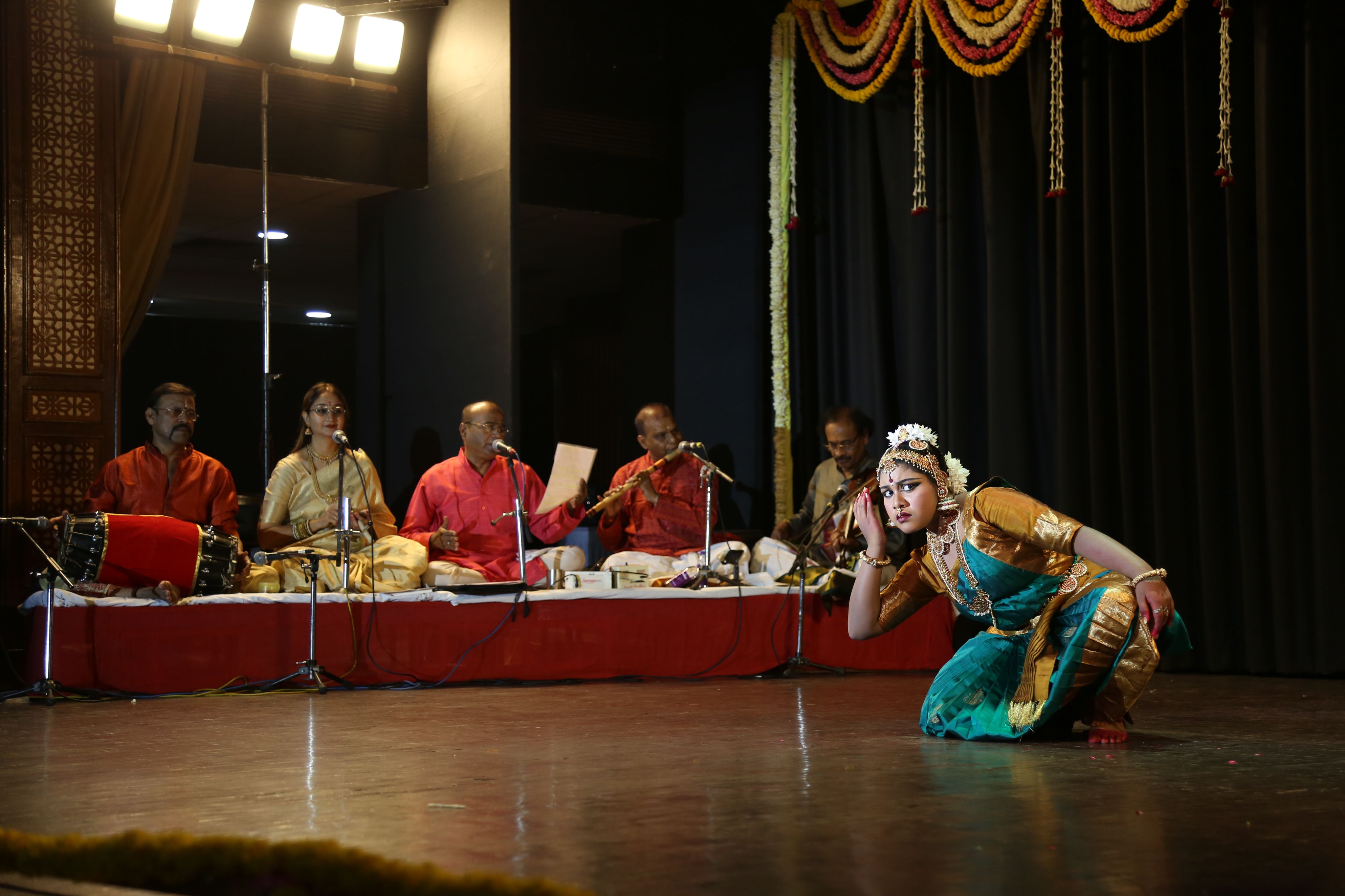 A close-up shot of a dancer's intricate hand gestures (Arangetram)
