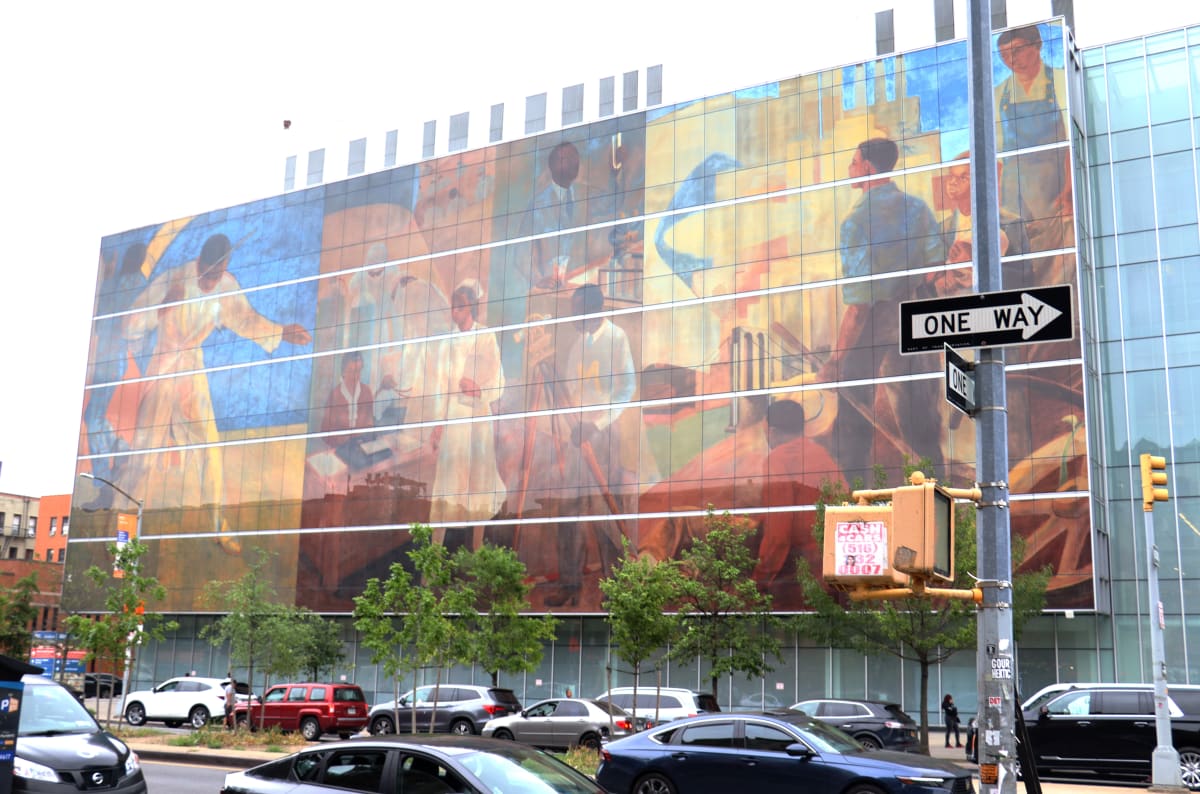 A picture of a mural painted on one of the walls of Harlem Hospital. 