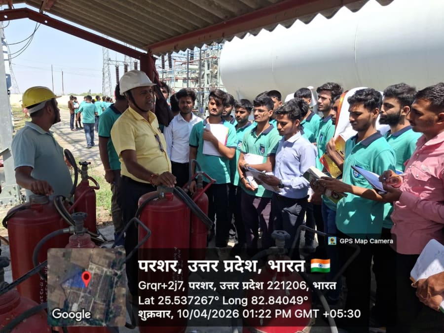 Industrial visit (220 kV substation) — students at the switchyard