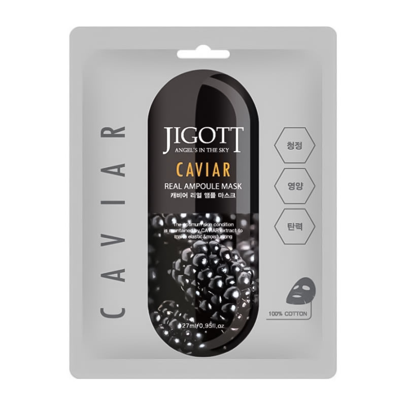 Jigott Caviar Real Ampoule Mask - maitinamoji lakštinė veido kaukė