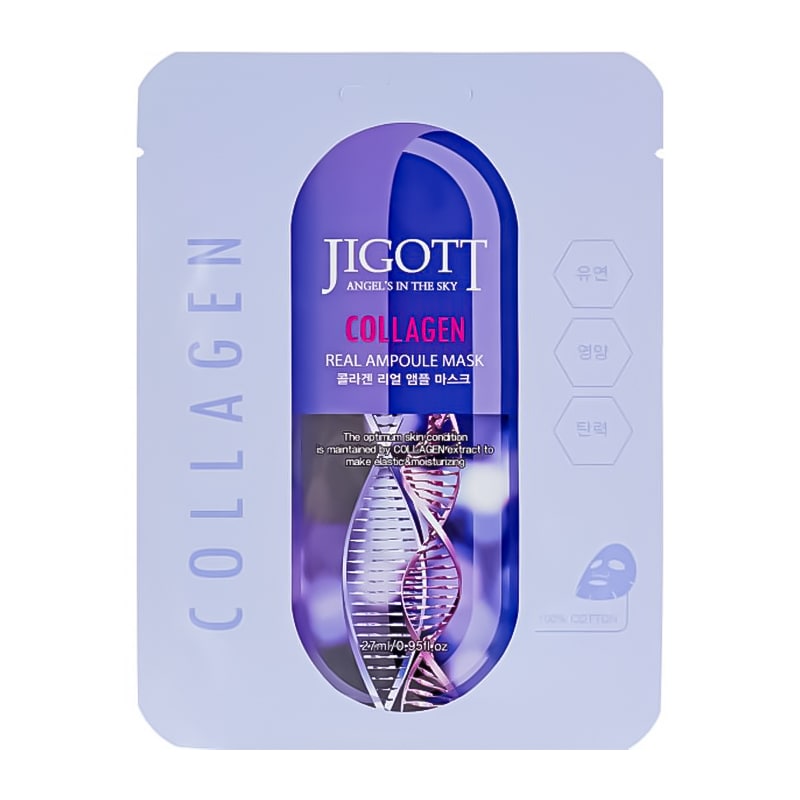 Jigott Collagen Real Ampoule Mask - stangrinamoji lakštinė veido kaukė