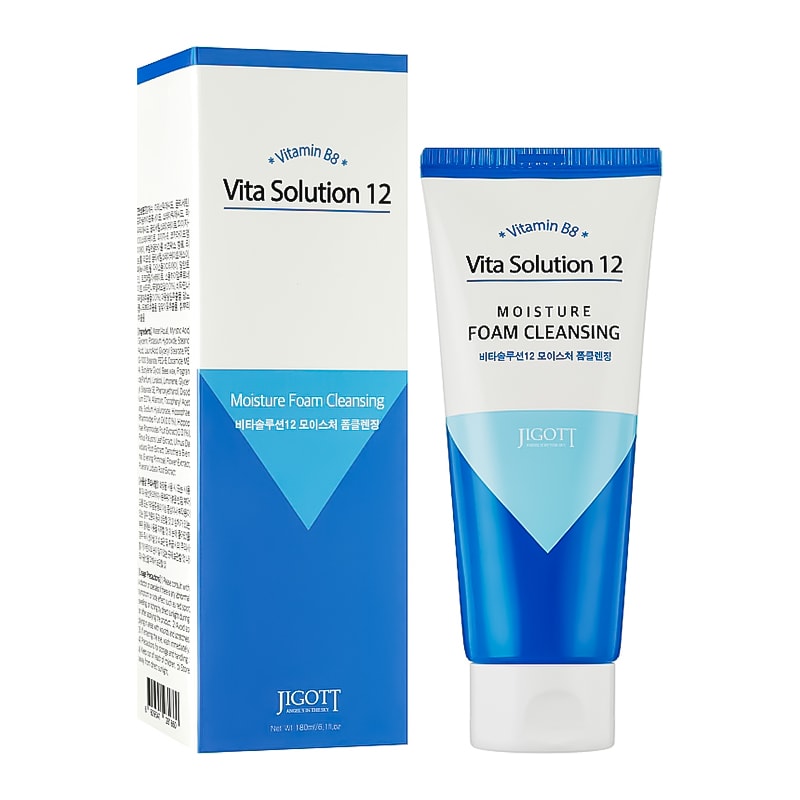 Jigott Vita Solution 12 Moisture Foam Cleansing - švelnus veido prausiklis