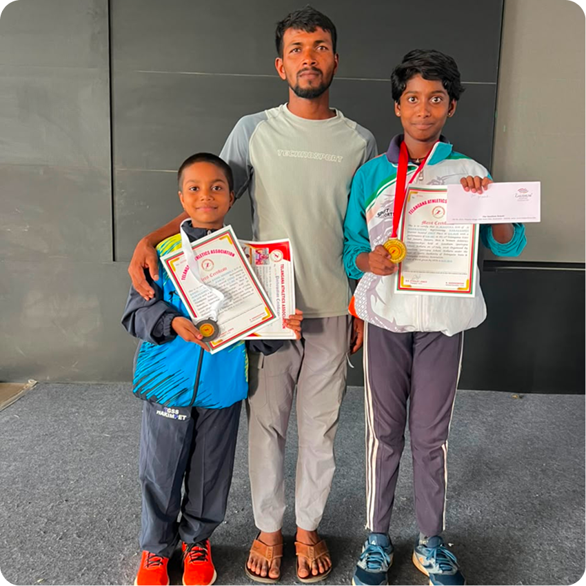 Athletes with certificates at a state athletics championship