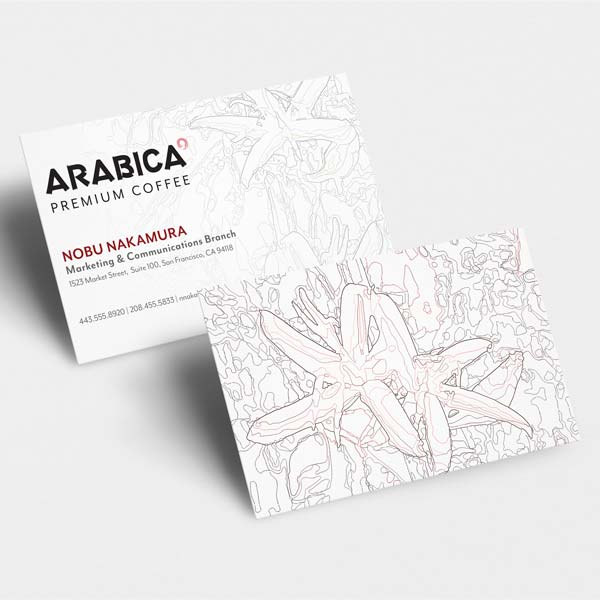A picture of the front and back of an Arabica business card