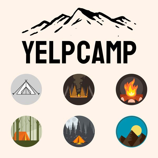 The YelpCamp logo and the six user icon options
