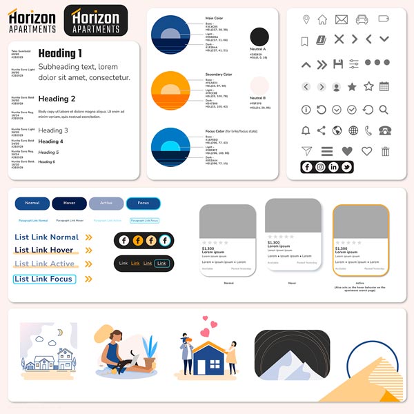 The style guide for Horizon Apartments