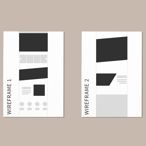 The Arabica landing page wireframe (in black and white)