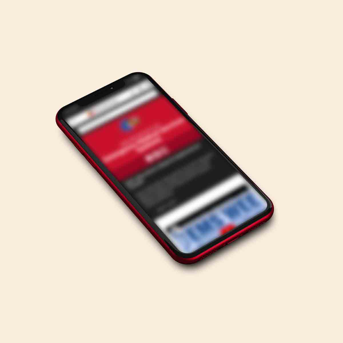 A red mobile phone with the Maryland EMS homepage on display