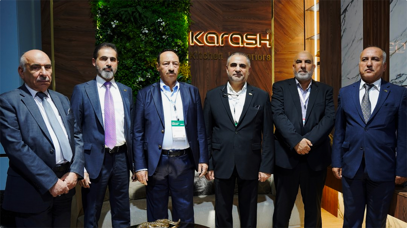 At the Karash Company's exhibition booth, Nineveh Governor Najm Abdullah al-Jubouri makes a notable appearance during the Nineveh International Expo for Real Estate, Investment, and Construction.