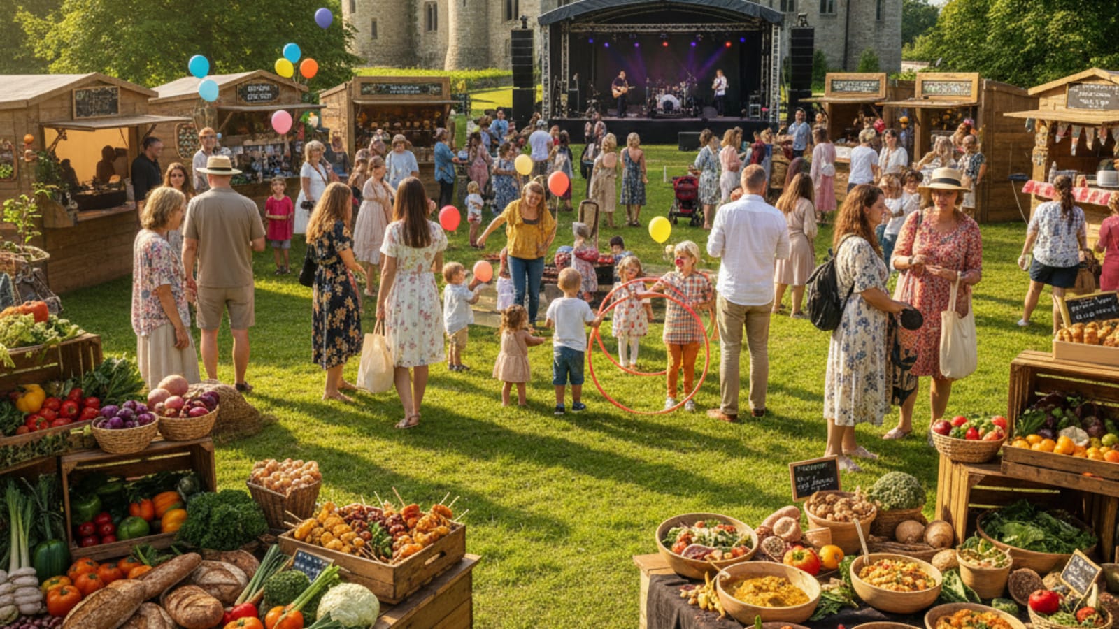 Visitors enjoying food at the Harrogate Food and Drink Festival 2026 at Ripley Castle.