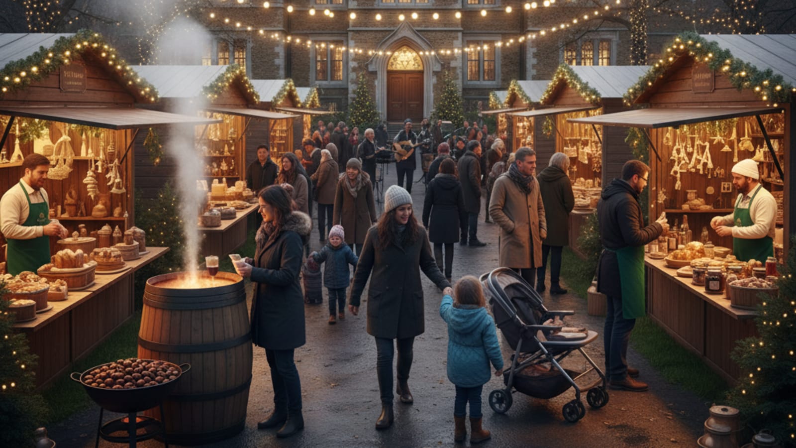 Croxley Green Christmas Market festive atmosphere with stalls