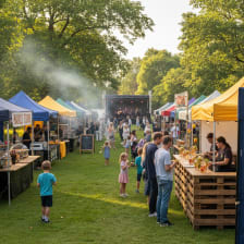 Lichfield Dining Club at Beacon Park featuring food stalls and live music.