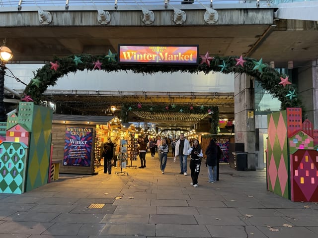 Southbank Centre Winter Market by the Thames, the first food stop on the Foodie Christmas Tour