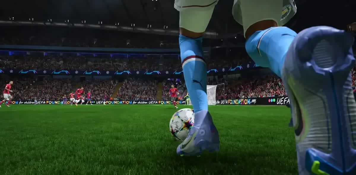Hero background image of a football game in action