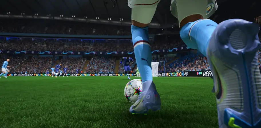 Hero background image of a football game in action