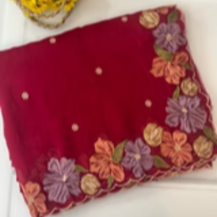 Crepe Crush Georgette saree with embriodery