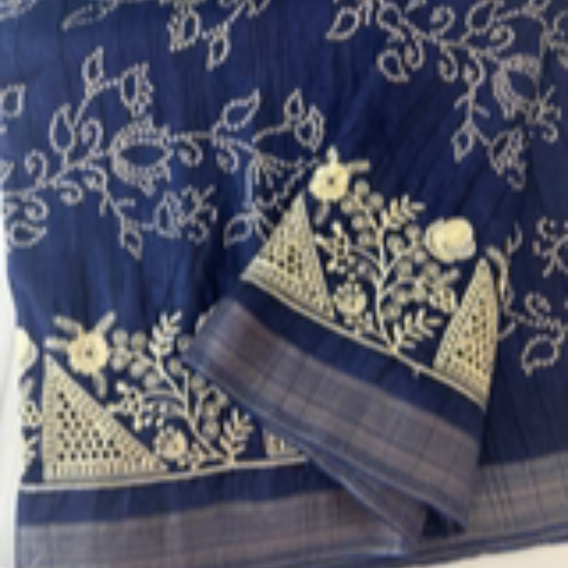 Blended Bandhani tussar silk saree with cutwork 
