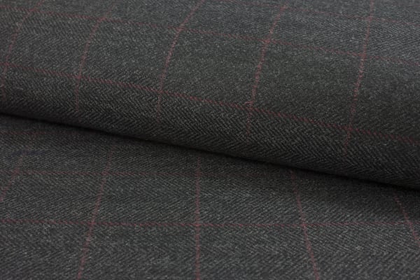 The Sovereign Charcoal & Crimson Windowpane Tweed