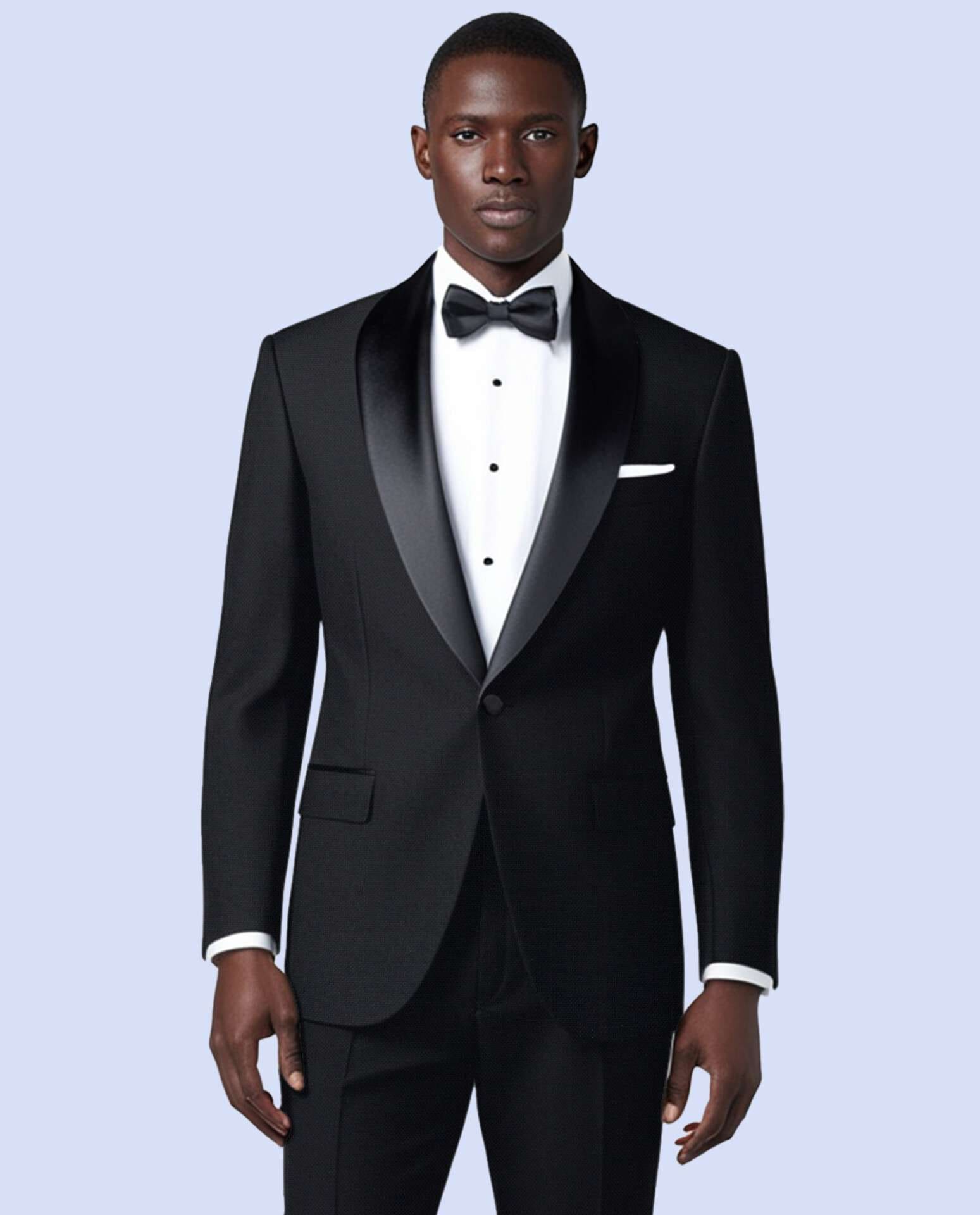 Black Wool Blend Satin-Faced Shawl Lapel Bespoke Tuxedo