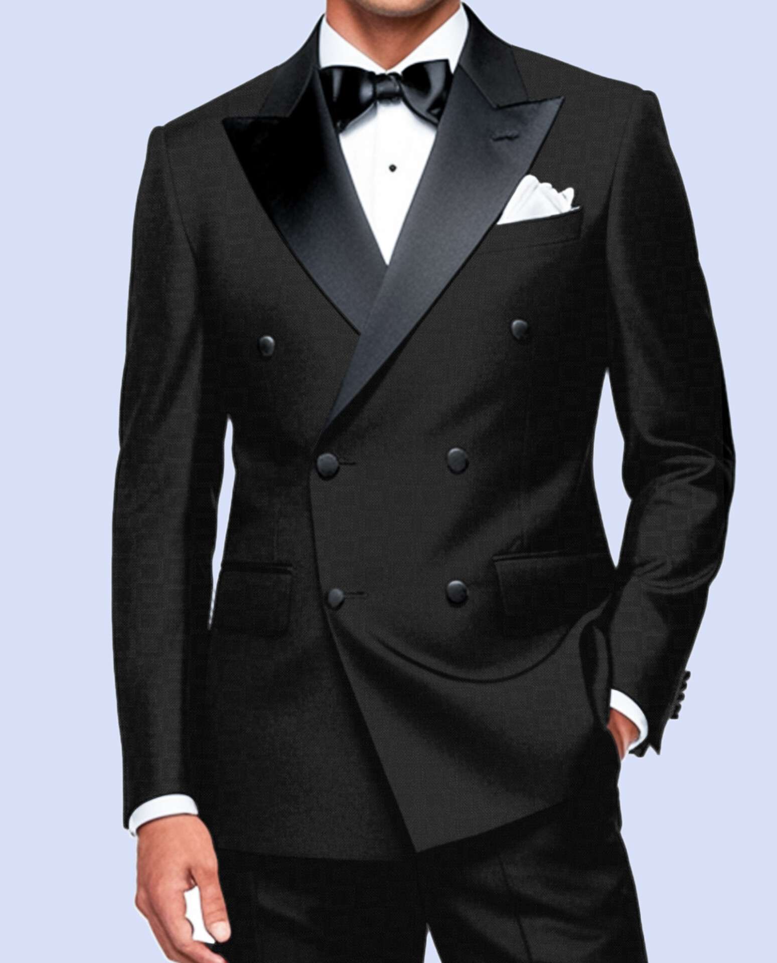 Midnight Black Double-Breasted Peak Tuxedo