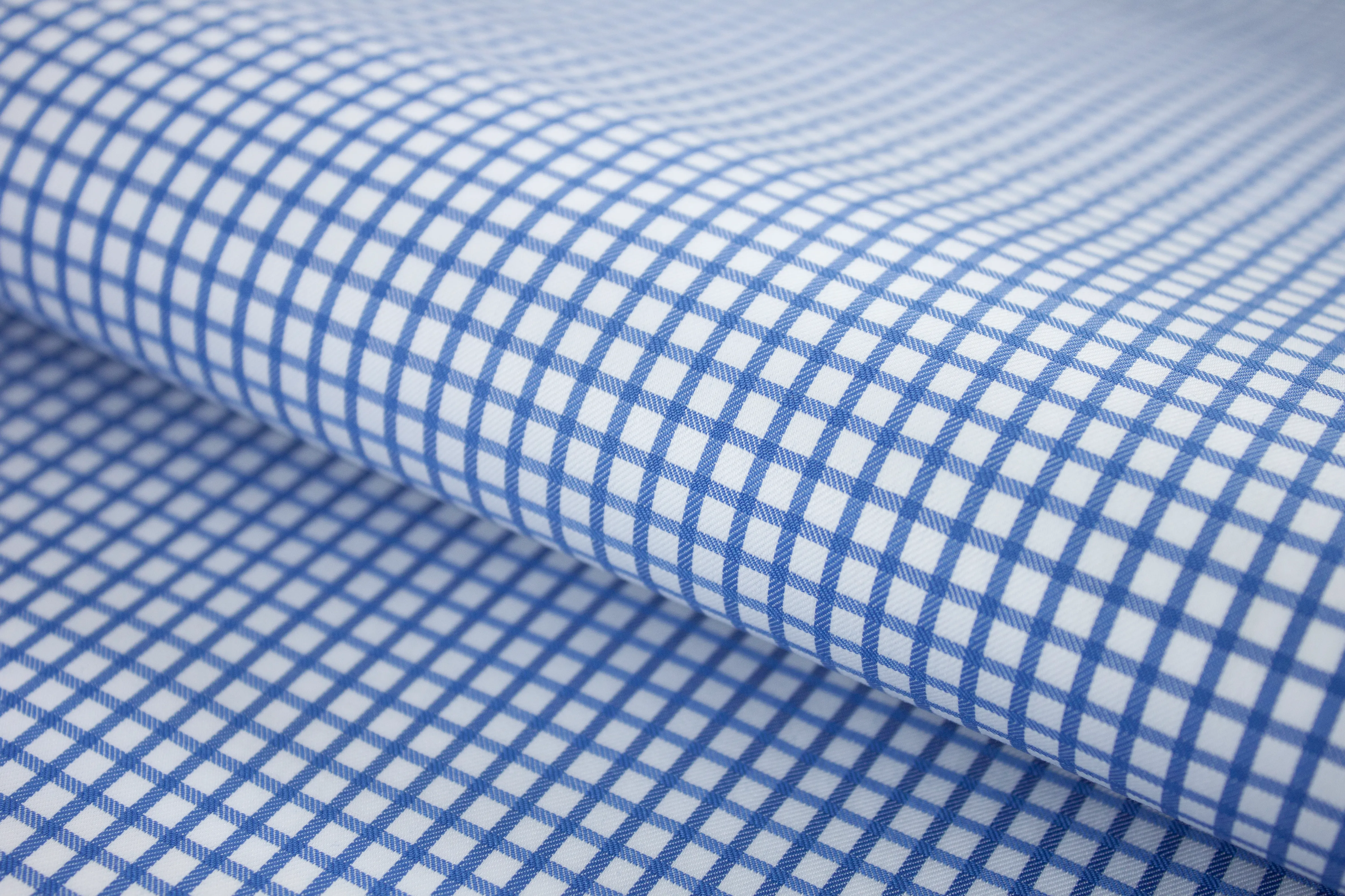 Classic Blue Windowpane Grid Check Cotton Shirt