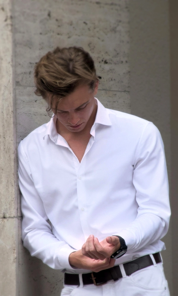 Soft-Touch Cotton Slim Fit White Shirt