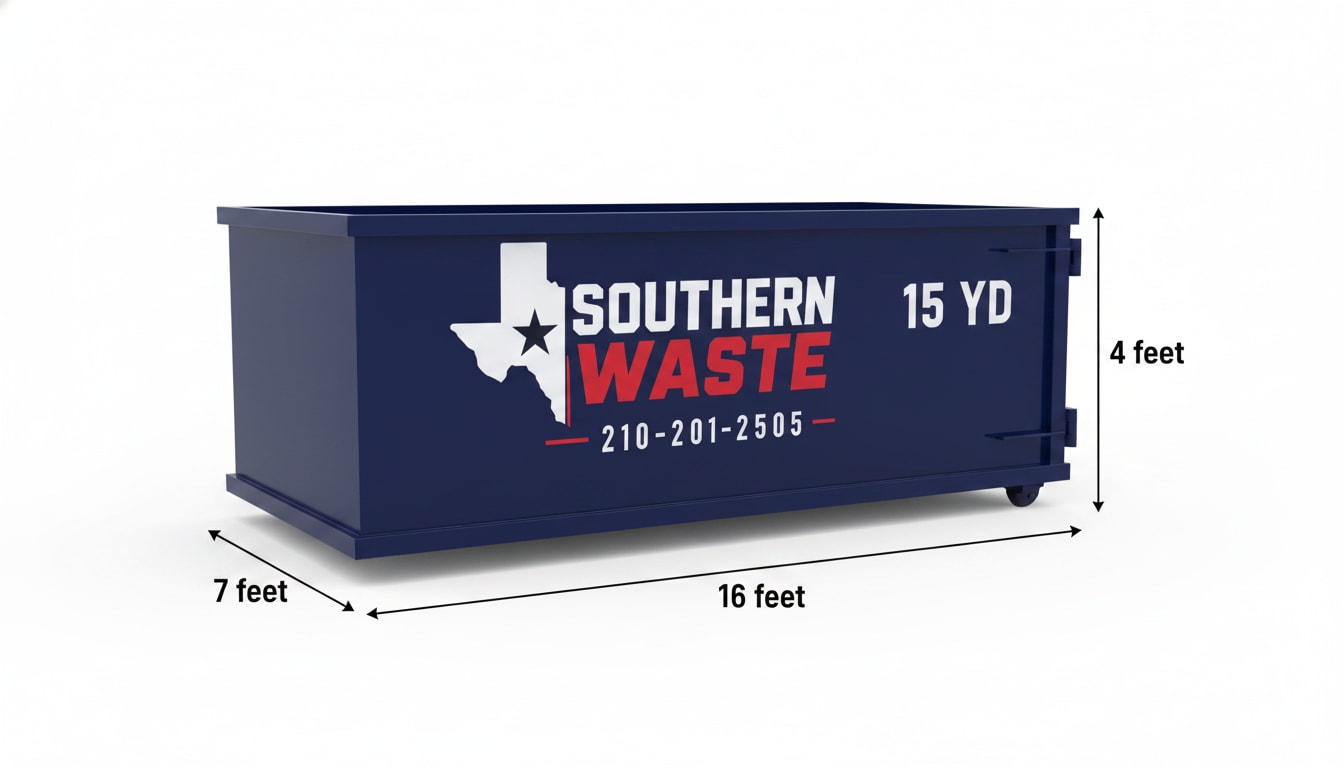 15-yard Southern Waste of Texas roll-off dumpster