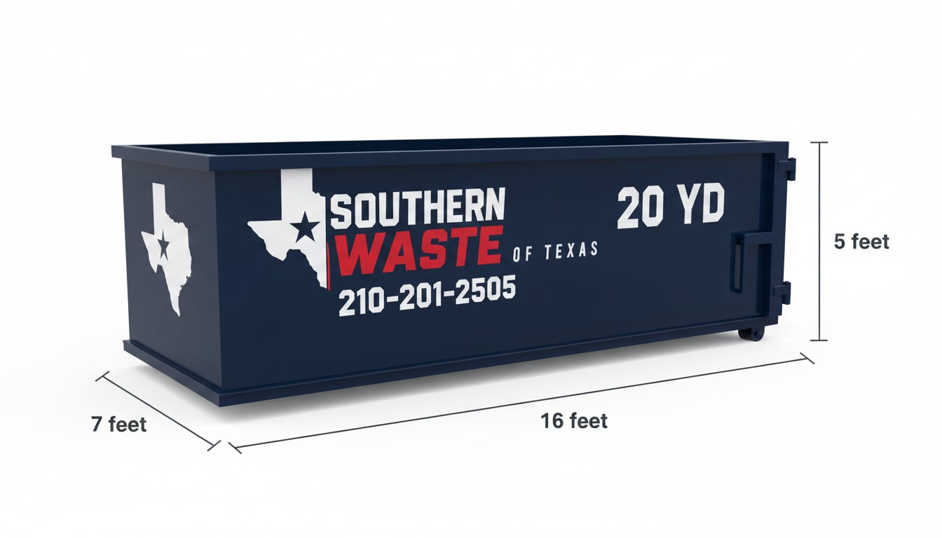 20-yard Southern Waste of Texas roll-off dumpster
