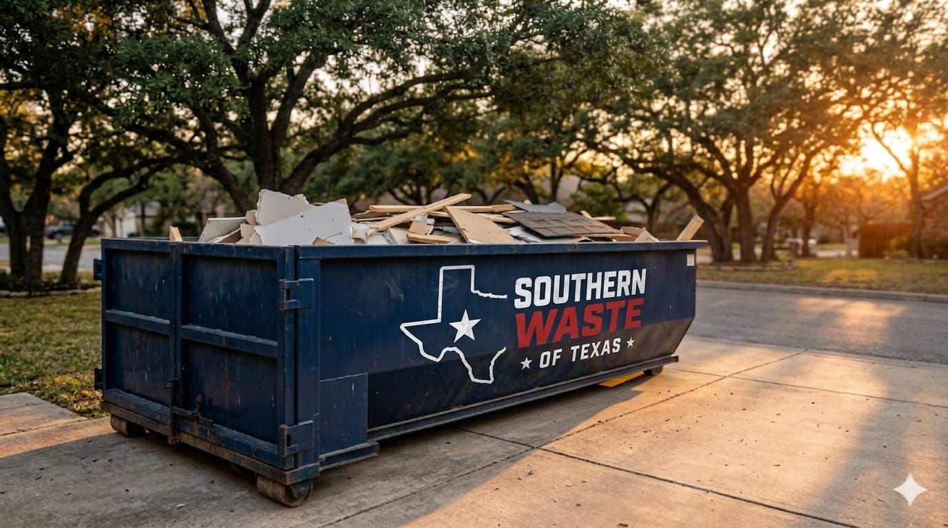 Southern Waste of Texas roll-off dumpster in Uvalde Texas