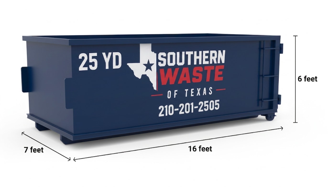 25-yard Southern Waste of Texas roll-off dumpster
