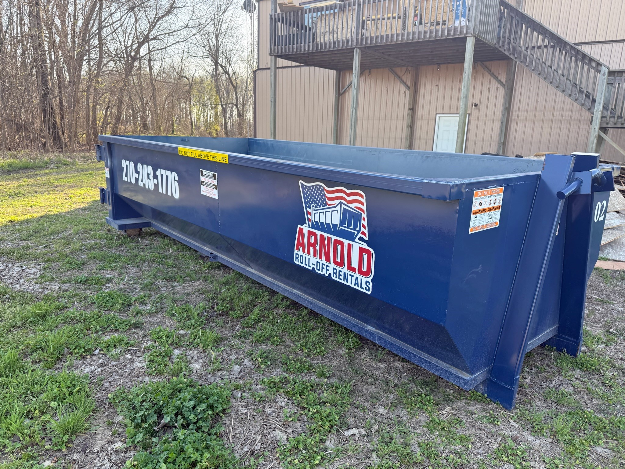 20 yard roll off dumpster from Arnold Roll Off Rentals delivered to a Paducah job site
