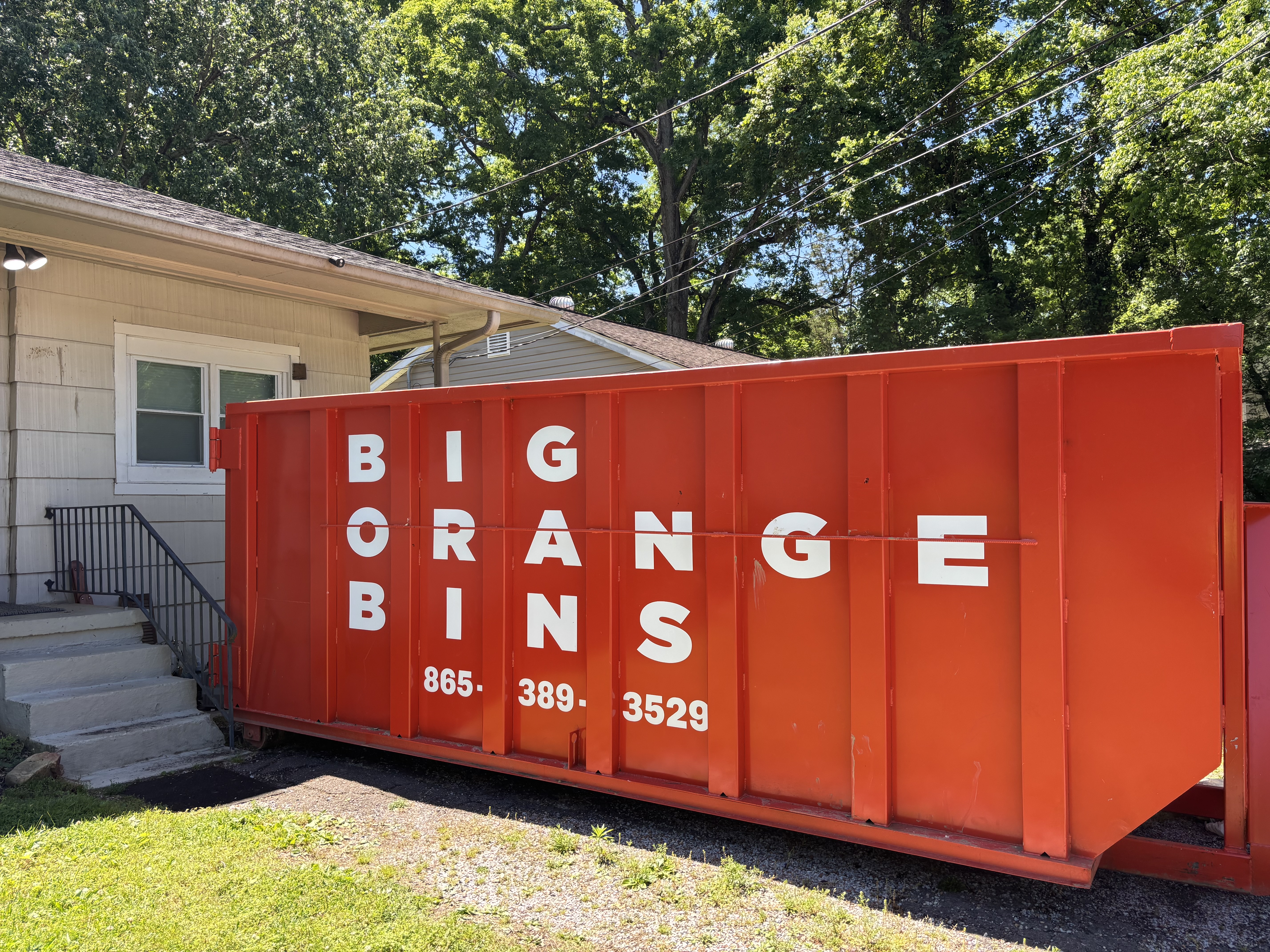 Big Orange Bins roll-off dumpster rental delivered in Knoxville TN