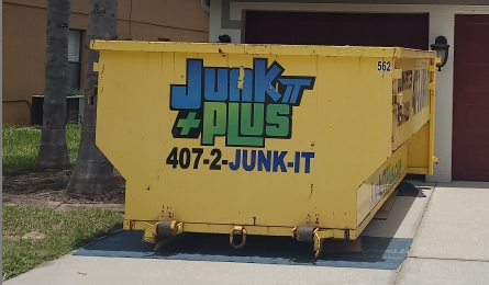 Construction dumpster rental on a jobsite in Central Florida