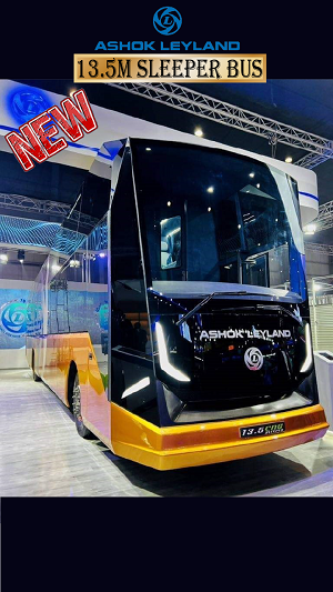 India’s First Ashok Leyland 13.5m CNG Sleeper Bus At Auto Expo 2023