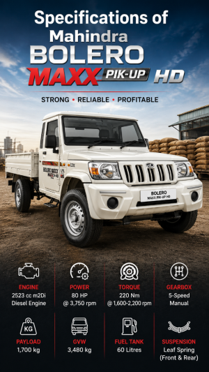 Specifications of Mahindra Bolero Maxx Pik-Up HD