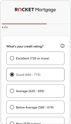 Rocket Mortgage screenshot - flow, second step