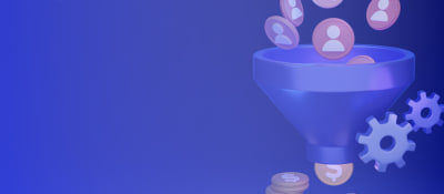User icons entering and dollar icons leaving the funnel