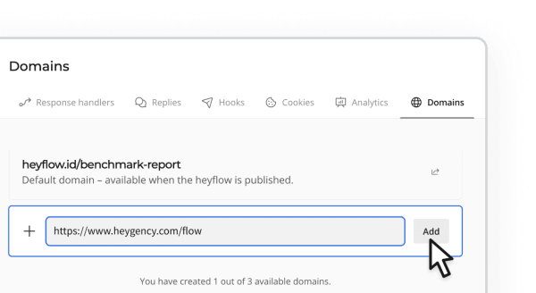 Heyflow screenshot - domain configuration