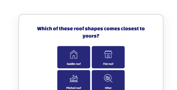 Screenshot of a flow with a question about roof shapes