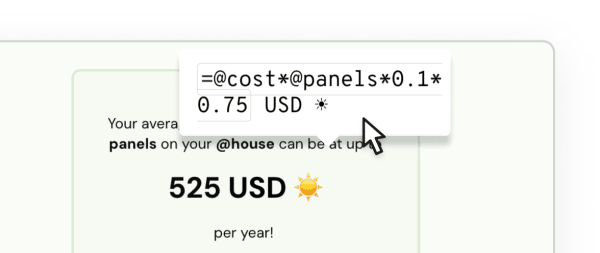 Screenshot of a flow with a message about yearly savings of solar panels.