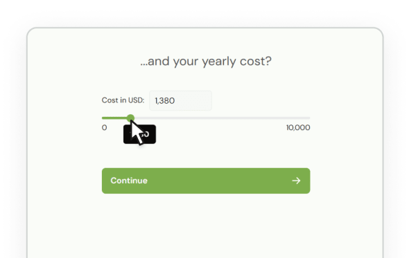 Screenshot of a flow with a question about yearly cost