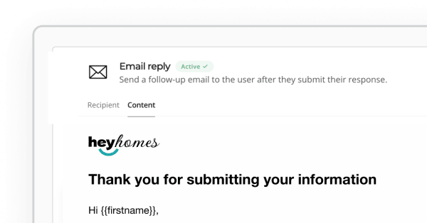 Heyflow screenshot - automatic email reply