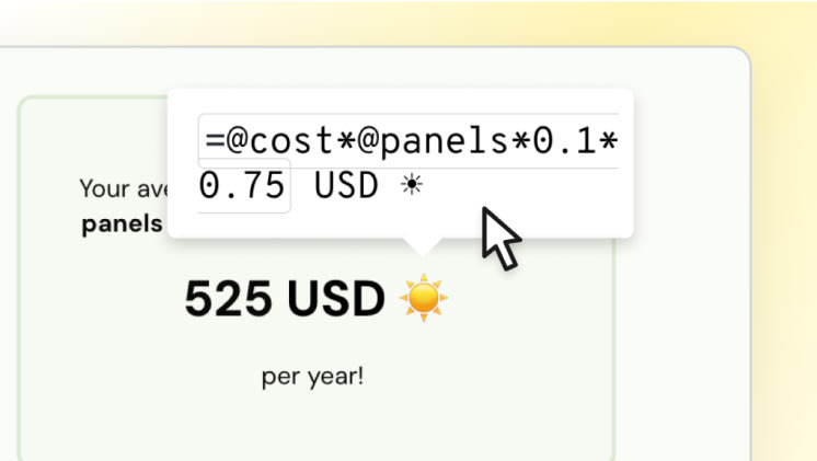 Screenshot of calculations features and configuration.