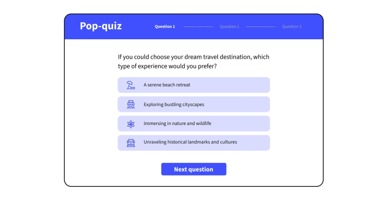 A visual showing a stylized form with only one question and a few answers