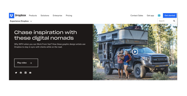 Screenshot of Dropbox hero
