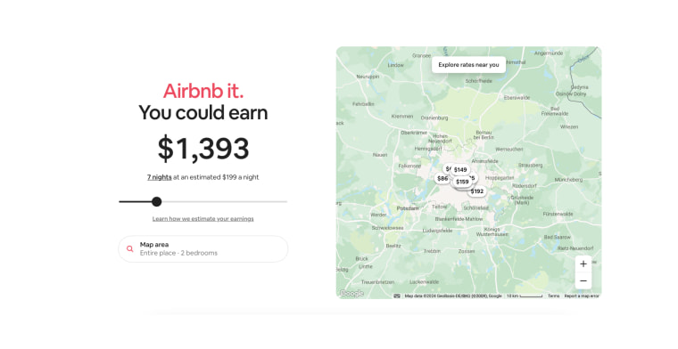 Screenshot of Airbnb calculator